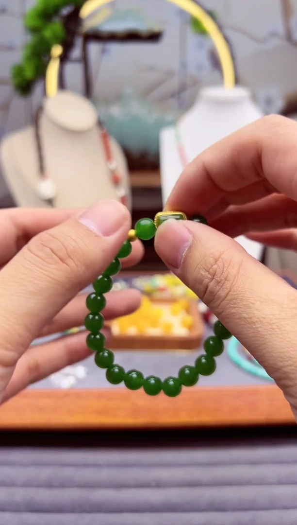 【闪购商品】和田玉（糖玉）手链14K金镶嵌S93````