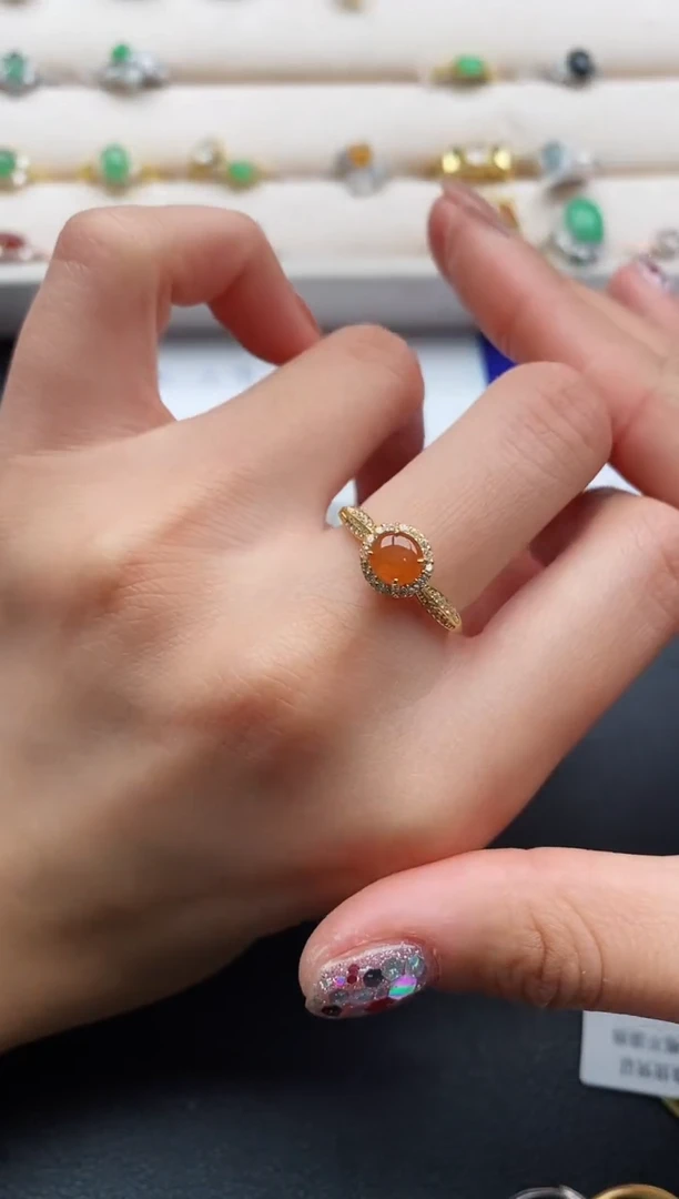 银S925镶嵌戒指翡翠8888888+4