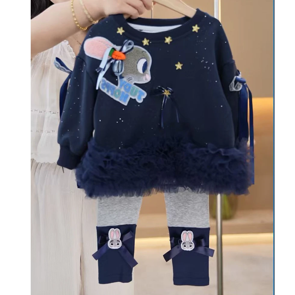女童春季套装2025新款女宝兔子警官中小童网纱洋气时髦两件套【Z】