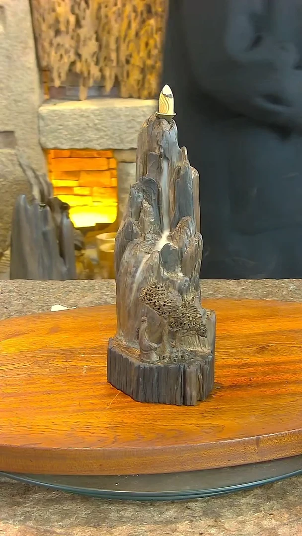 木半壁江山金丝楠阴沉木禅意山水摆件