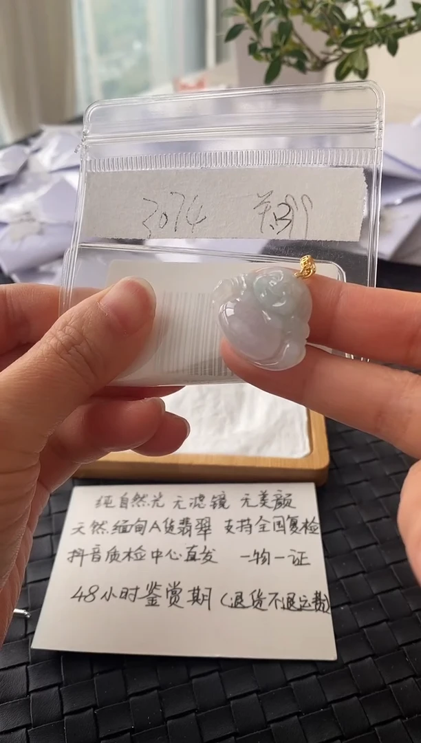 吊坠(不含链)银S925镶嵌翡翠c****。FF3074