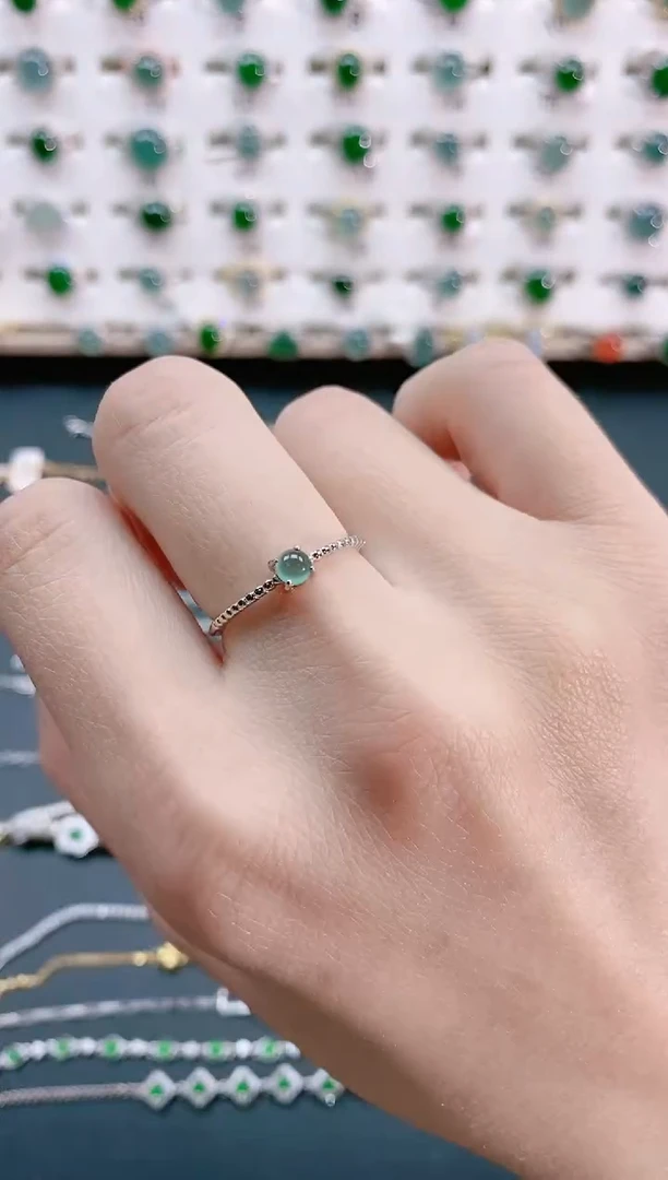 【闪购商品】翡翠戒指银S925镶嵌 天然翡翠