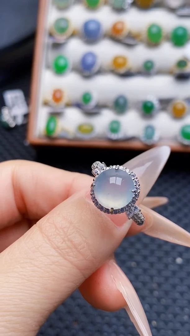 银S925镶嵌戒指翡翠0643