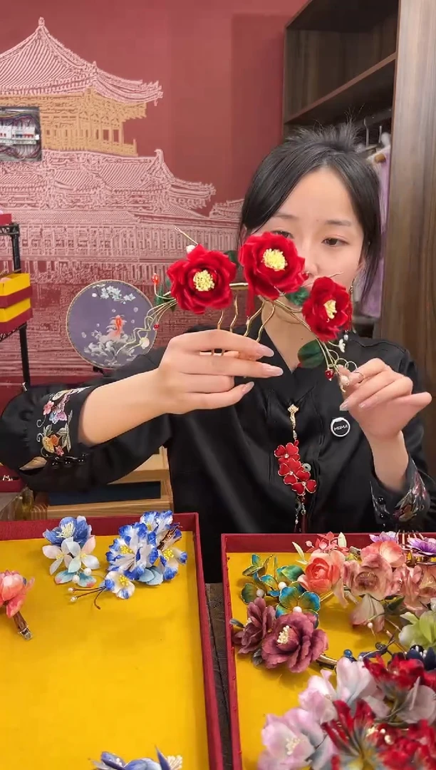 【闪购商品】刺绣非遗绒花（发饰）
