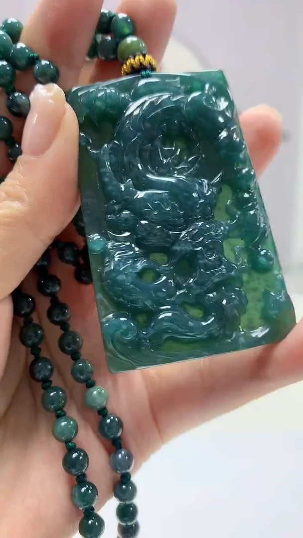 【闪购商品】定制翡翠未镶嵌4969ms-毛货龙牌赠珠链284