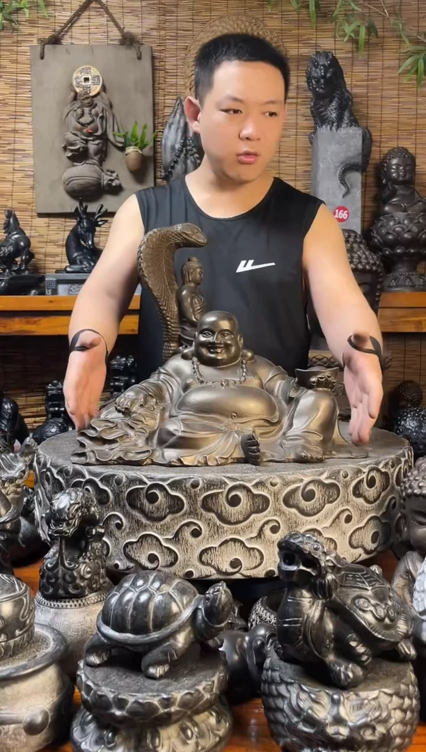 石材40*20弥勒佛天然青石雕刻