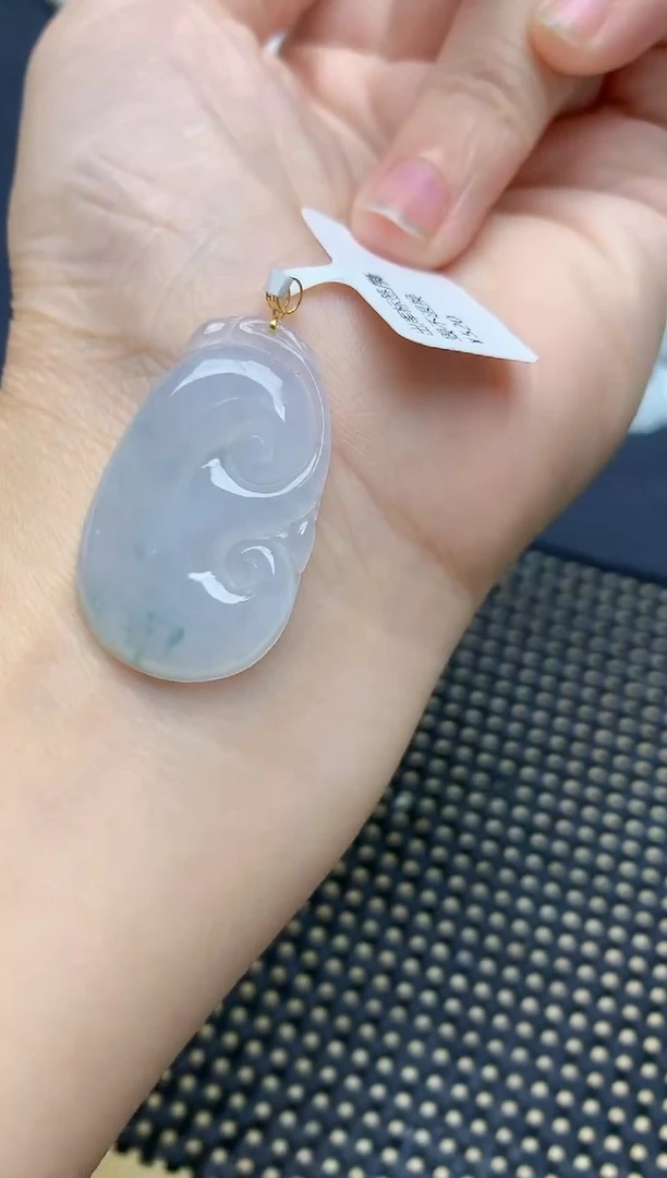 颈饰18K金镶嵌翡翠天然缅甸A货翡翠