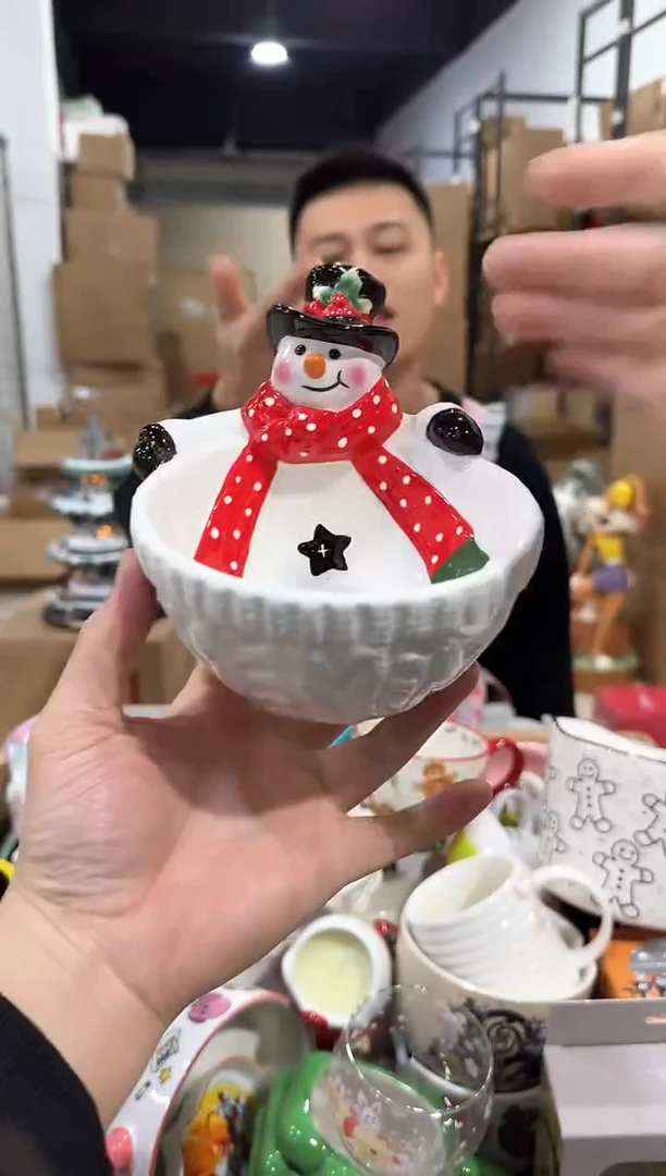 瓷片原盒雪人碗