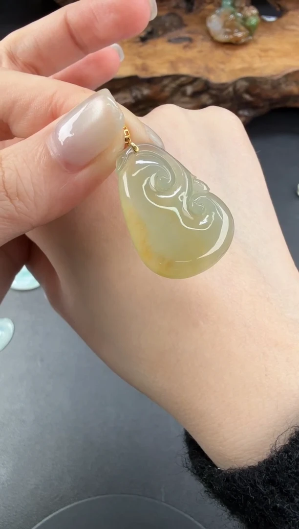 吊坠(不含链)18K金镶嵌翡翠翡翠饰品-134