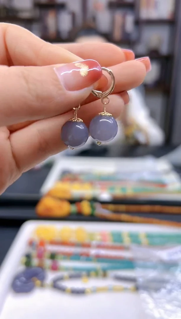 【闪购商品】和田玉耳饰14K金镶嵌E663