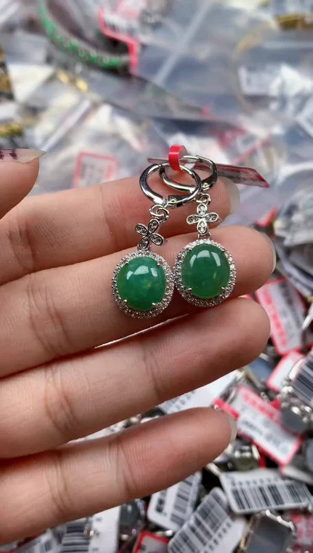 银S925镶嵌戒指翡翠天然A货缅甸翡翠