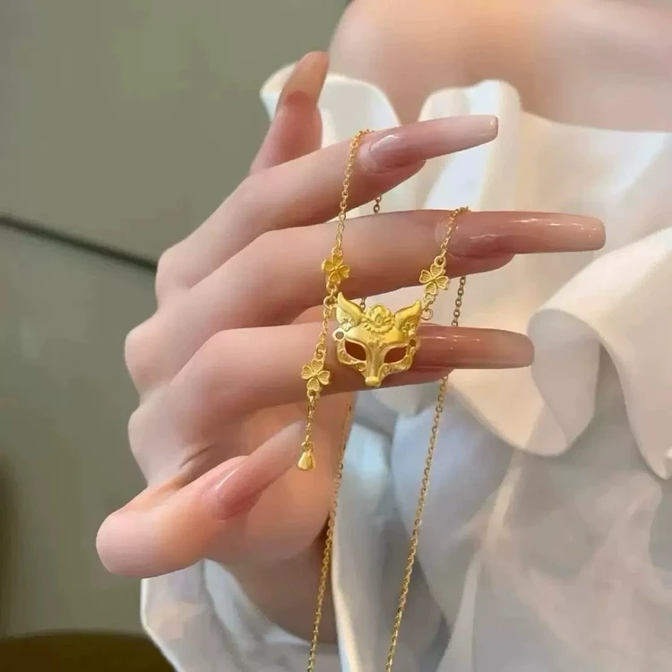 福韵天玺 铜合金项链 《韵系列》国风狐狸面具项链锁骨链气质时尚