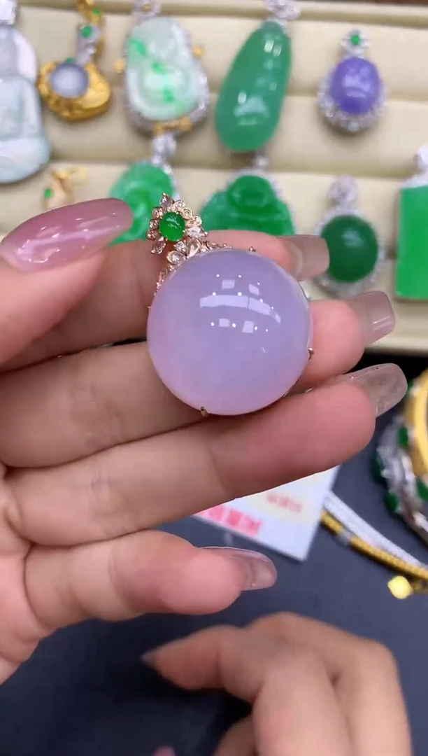 颈饰18K金镶嵌翡翠454-中国好珍宝