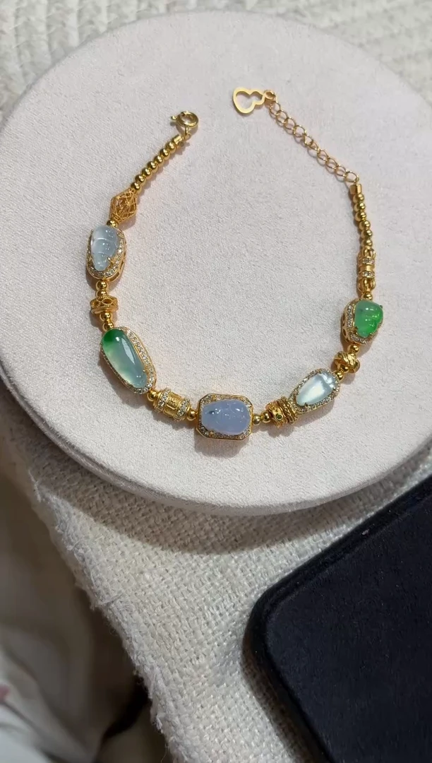 吊坠(不含链)银S925镶嵌翡翠手链