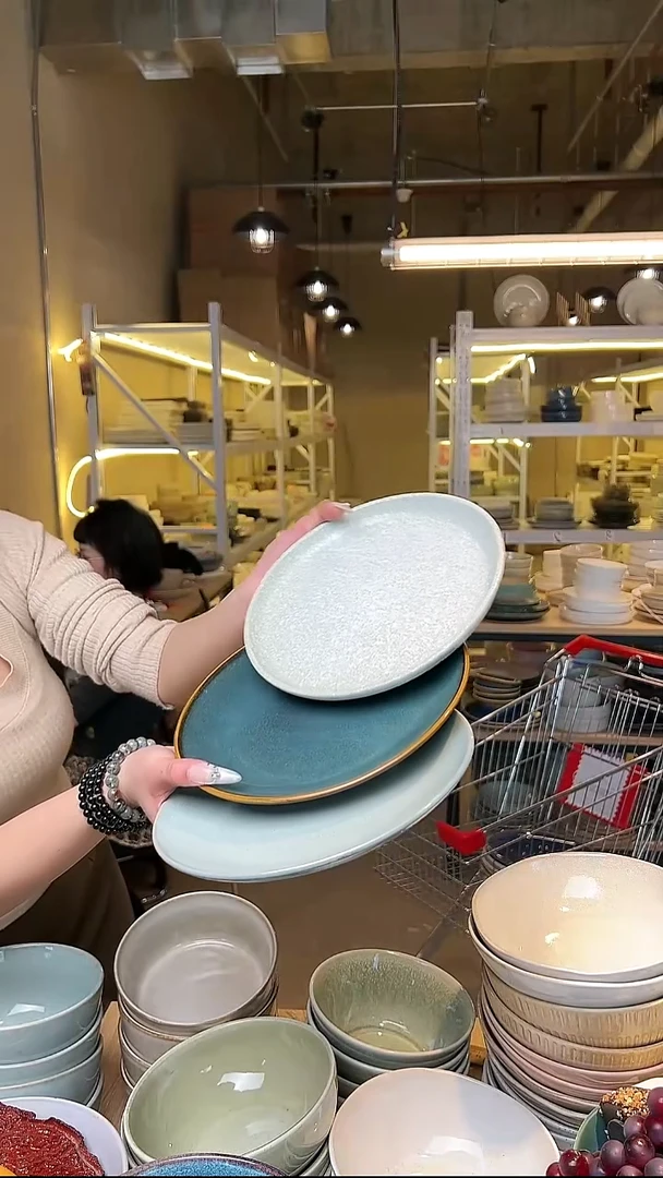 瓷84外贸尾货高温釉下彩陶瓷餐具默认微瑕