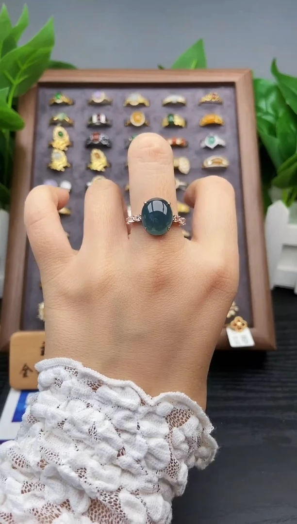 银S925镶嵌戒指翡翠12