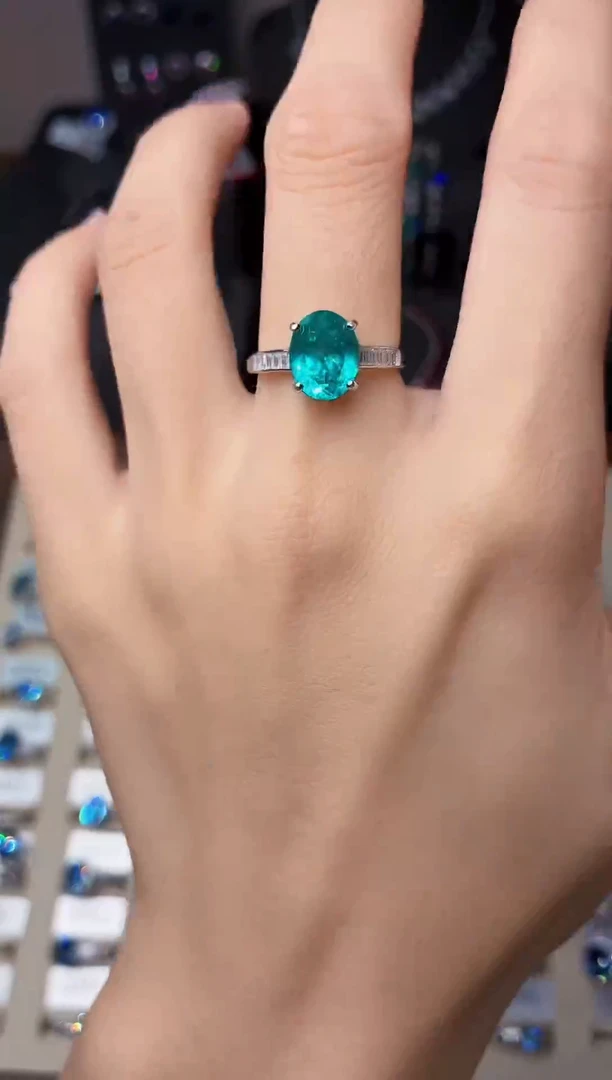 银S925镶嵌戒指碧玺0000