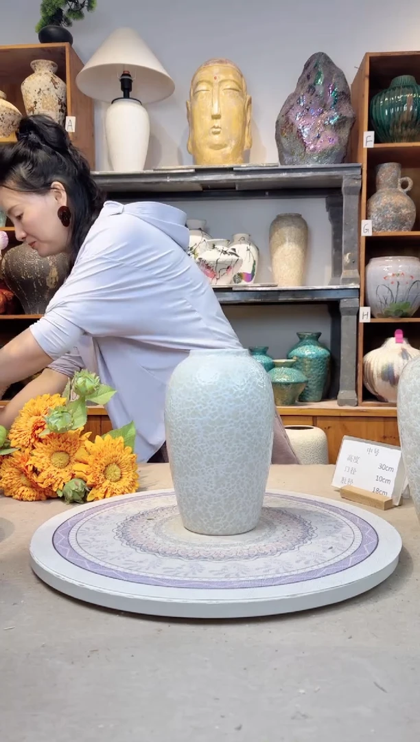 瓶陶瓷花瓶  茶白 25cm  正品