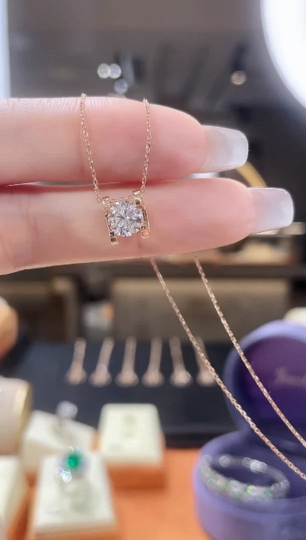 【闪购商品】实验室培育钻石项链18K金镶嵌项链