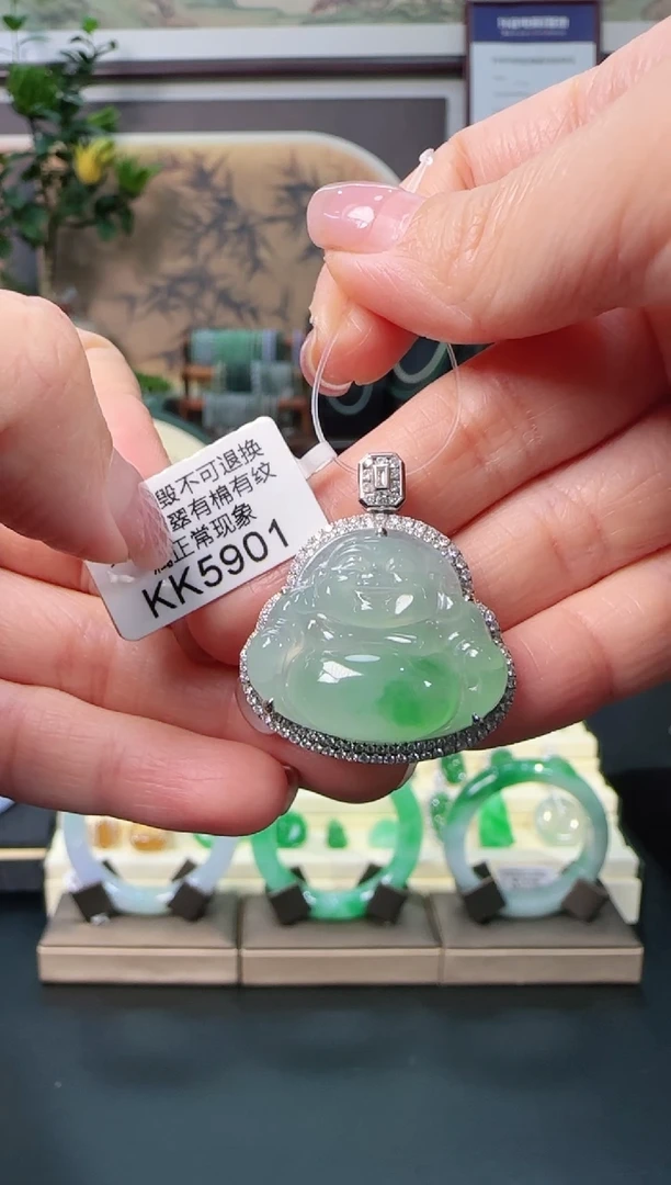 颈饰18K金镶嵌翡翠KK5901佛公