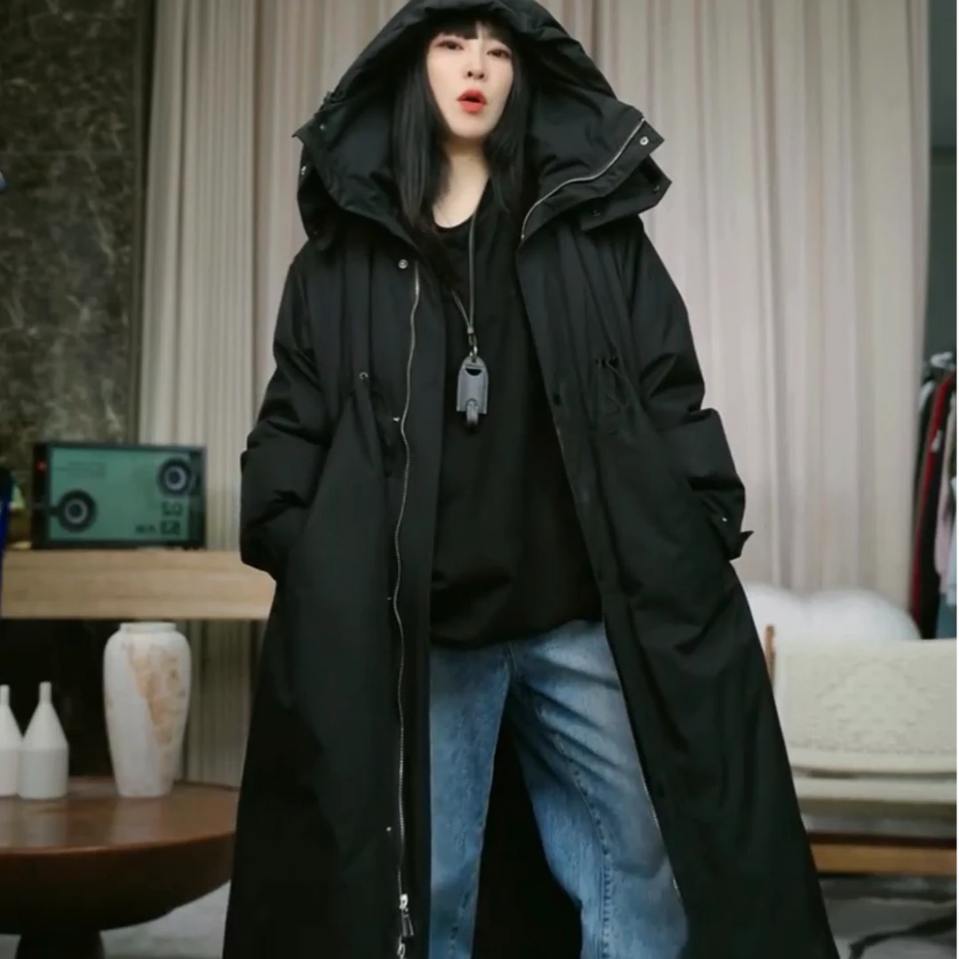 infobyfive福利秋冬新款时尚连帽工装抽绳羽绒服2DJ2203