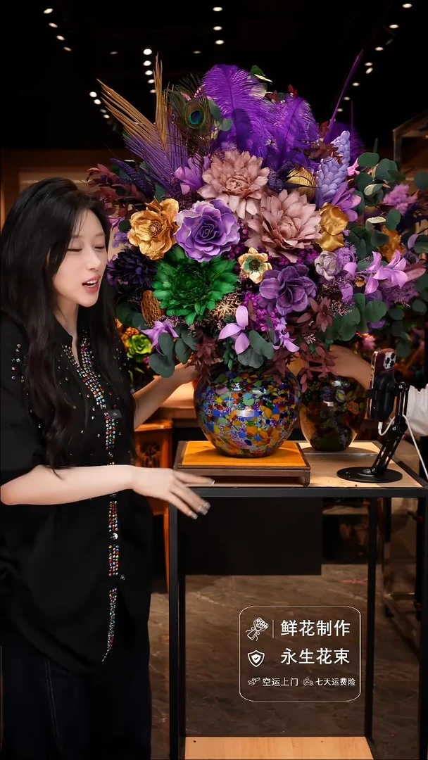 手工艺品琉璃手工花器花束空运包邮送货上门-以图片为准