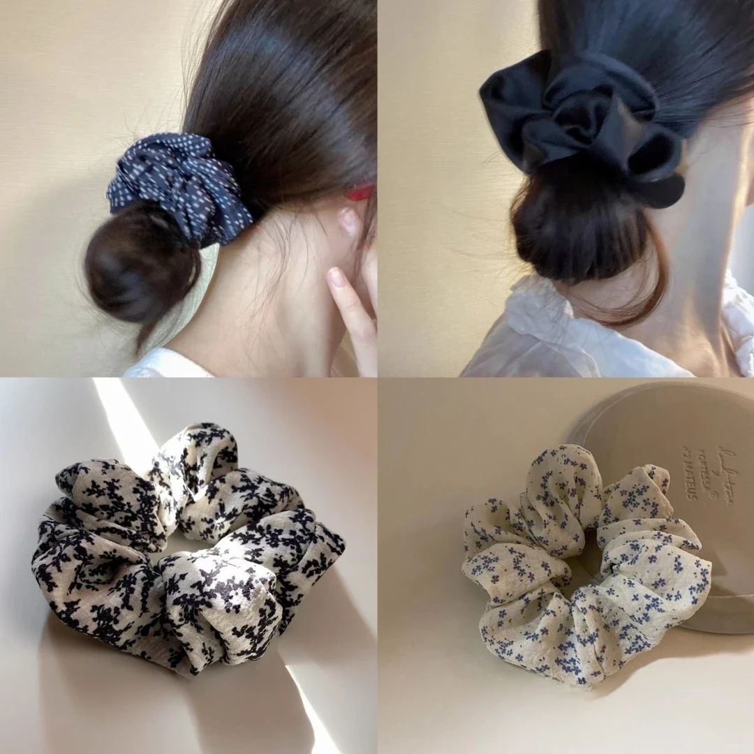 日系百搭简约碎花大肠发圈扎头发清新发绳头饰头花2025新款发饰