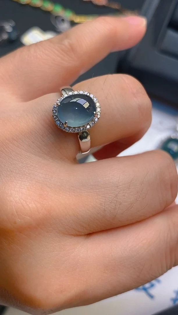 【闪购商品】翡翠耳饰银S925镶嵌天然A货翡翠1