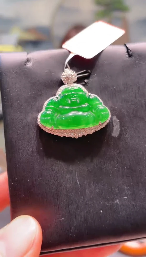 【闪购商品】翡翠颈饰18K金镶嵌A19天然A货翡翠