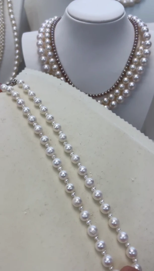 【闪购商品】淡水珍珠颈饰银S925镶嵌大小珠项链