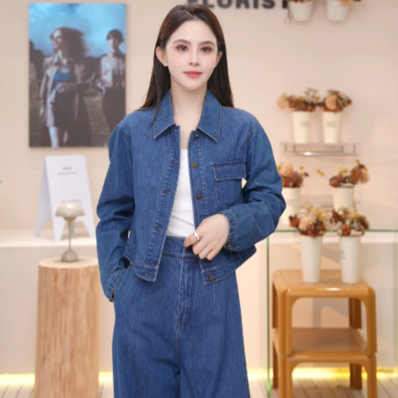 Basic House/百家好TS新款复古港风高级感牛仔套装美式休闲DQ217