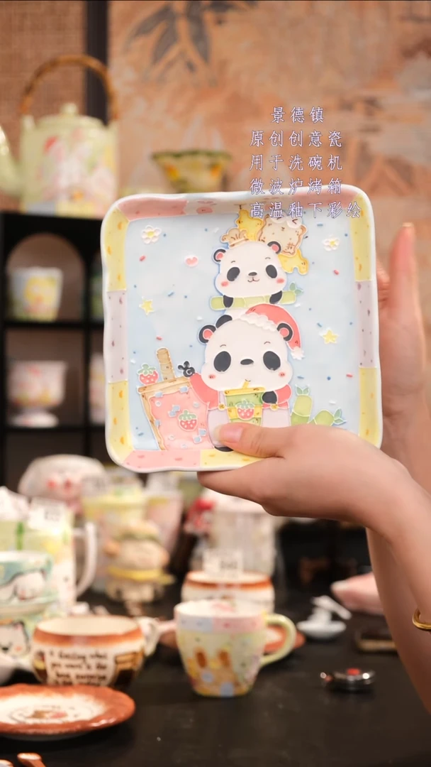 摆件景德镇手工手绘设计师款