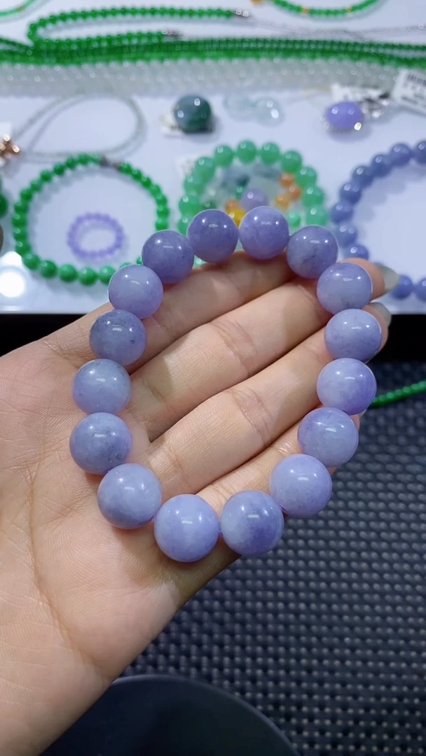 散珠翡翠卡12加紫手串
