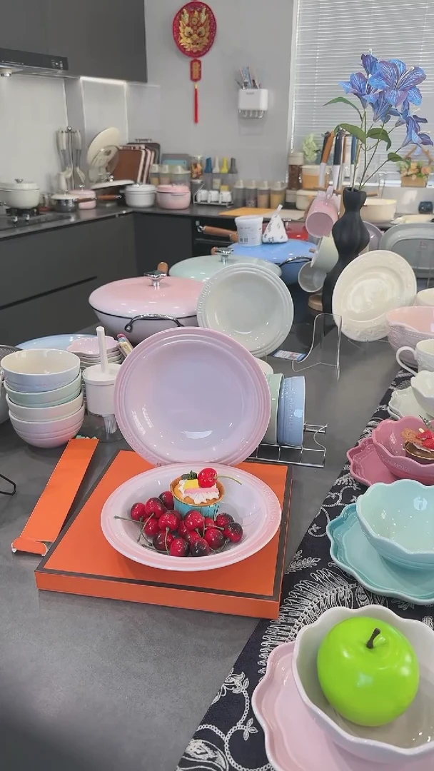 【闪购商品】瓷【2个装】樱花粉草帽盘-20cm