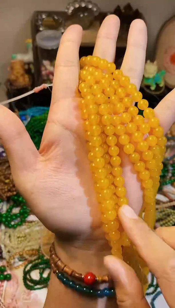 玛瑙/玉髓手链合金卡8黄玛瑙半成品45颗左右