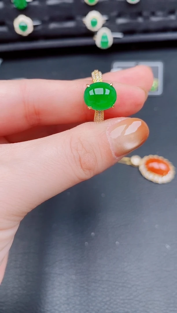【闪购商品】翡翠戒指银S925镶嵌天然a货翡翠468