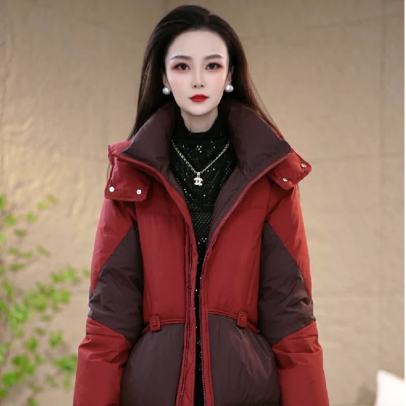 冬季新款时尚气质连帽加厚保暖羽绒服外套M-4XL