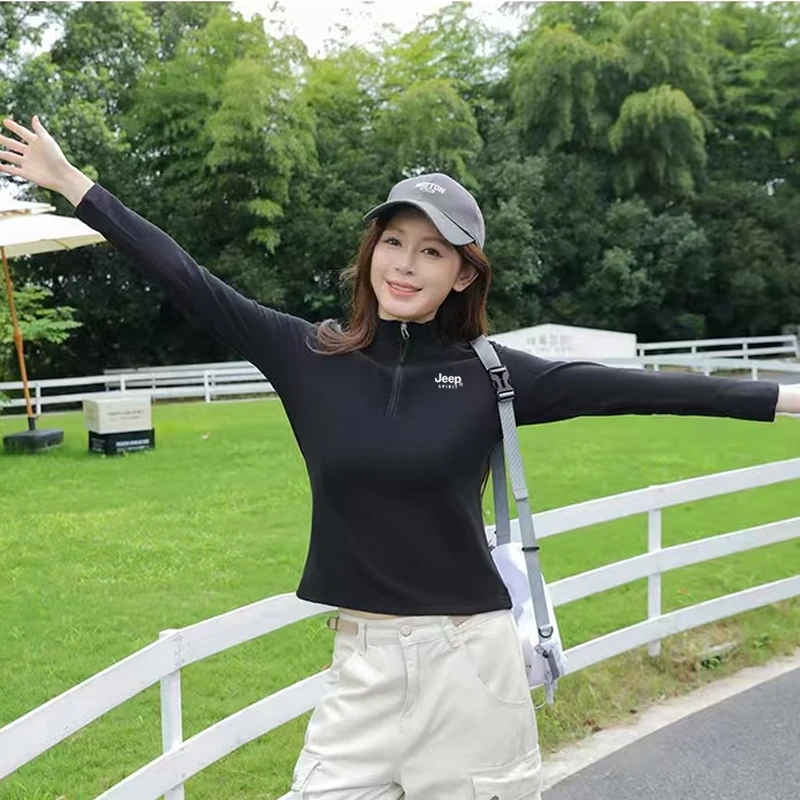 JP女士半胸拉链立领德绒自发热保暖卫衣1006