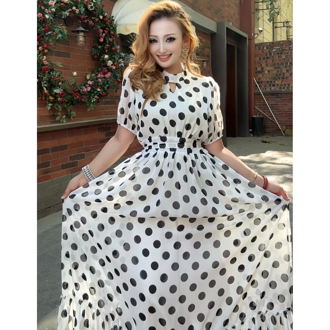 2689【阿迪拉】法式波点气质女装连衣裙