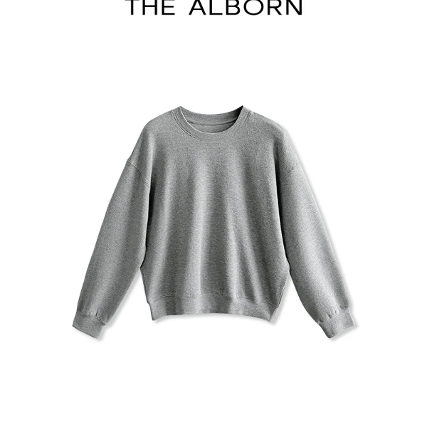 【不退不换】重磅定制粒粒肌理精梳棉面料 时髦廓形圆领卫衣