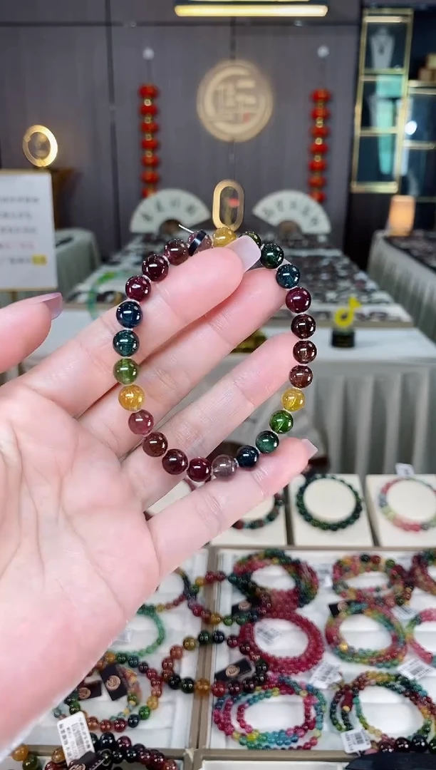 未镶嵌老矿碧玺色标彩虹单圈手串7mm+碧玺多样性发一条hon