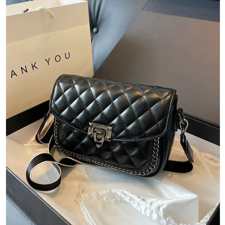 底长24高17菱格链条多层小方包8883百搭女士单肩包斜挎包