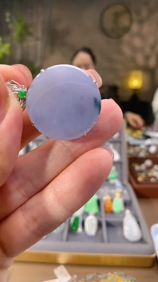 吊坠(不含链)18K金镶嵌翡翠无事牌