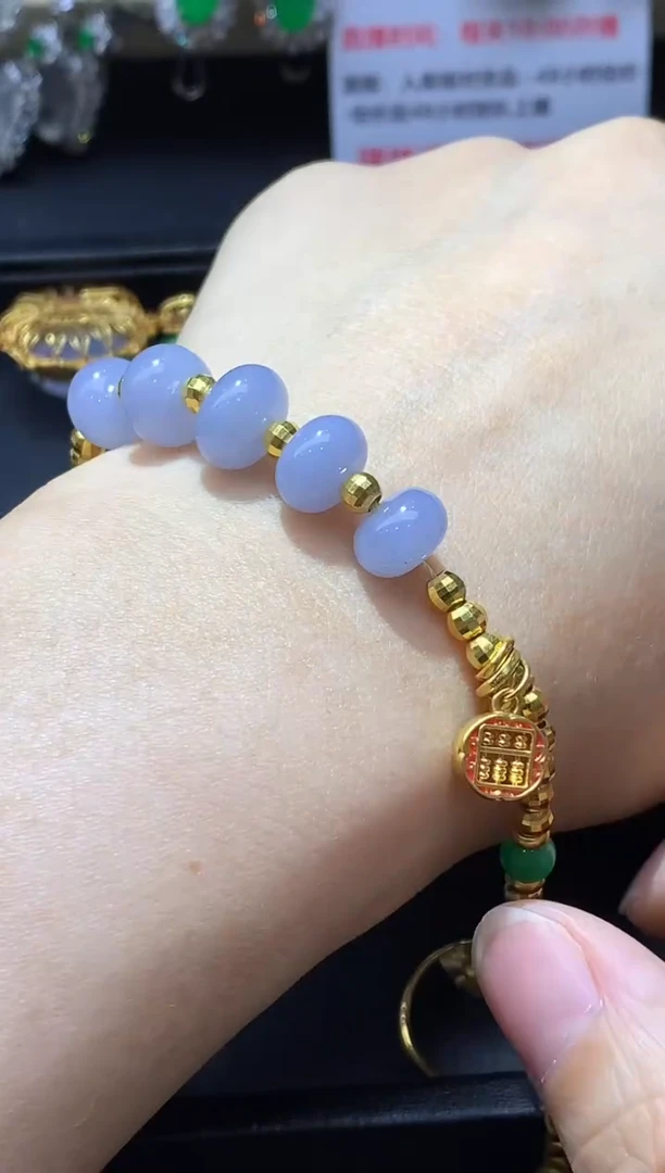 足金镶嵌手链翡翠?****?712分单定金2000 总价21780