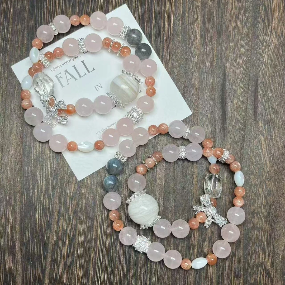 金太阳x粉水晶x灰月光x白水晶 天然水晶多样性发其一 礼盒装 F107