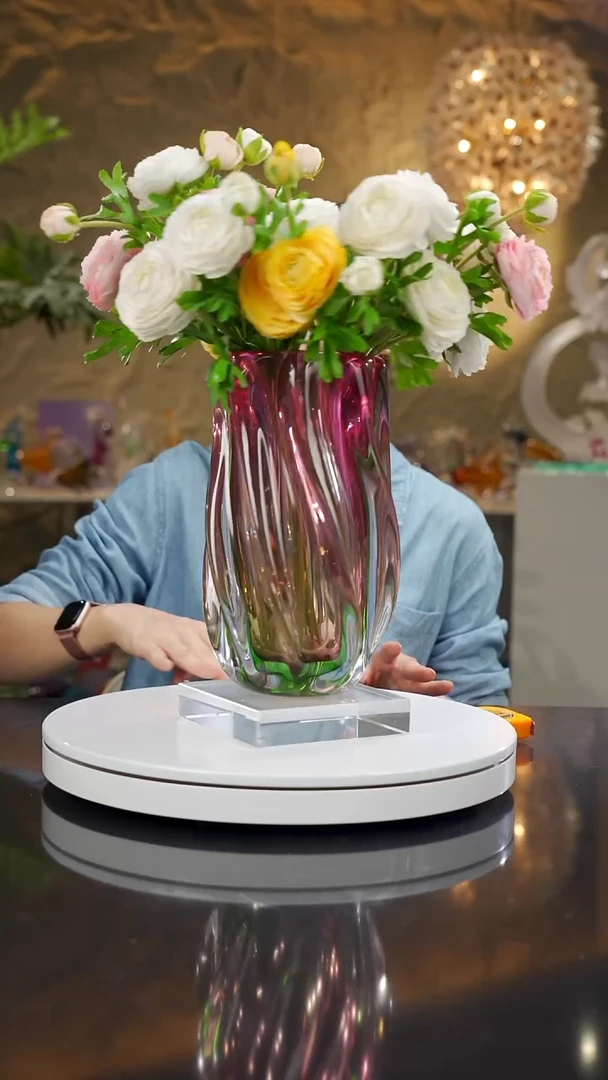 琉璃手工艺品福利金红绿花瓶