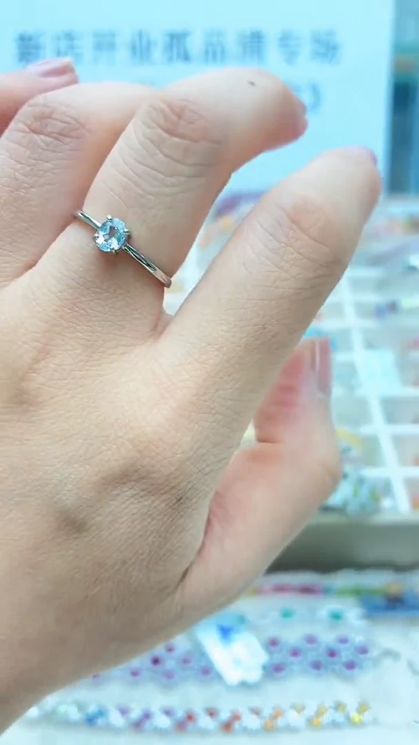 银S925镶嵌戒圈海蓝宝石121ZB1119产品一个（多样性）
