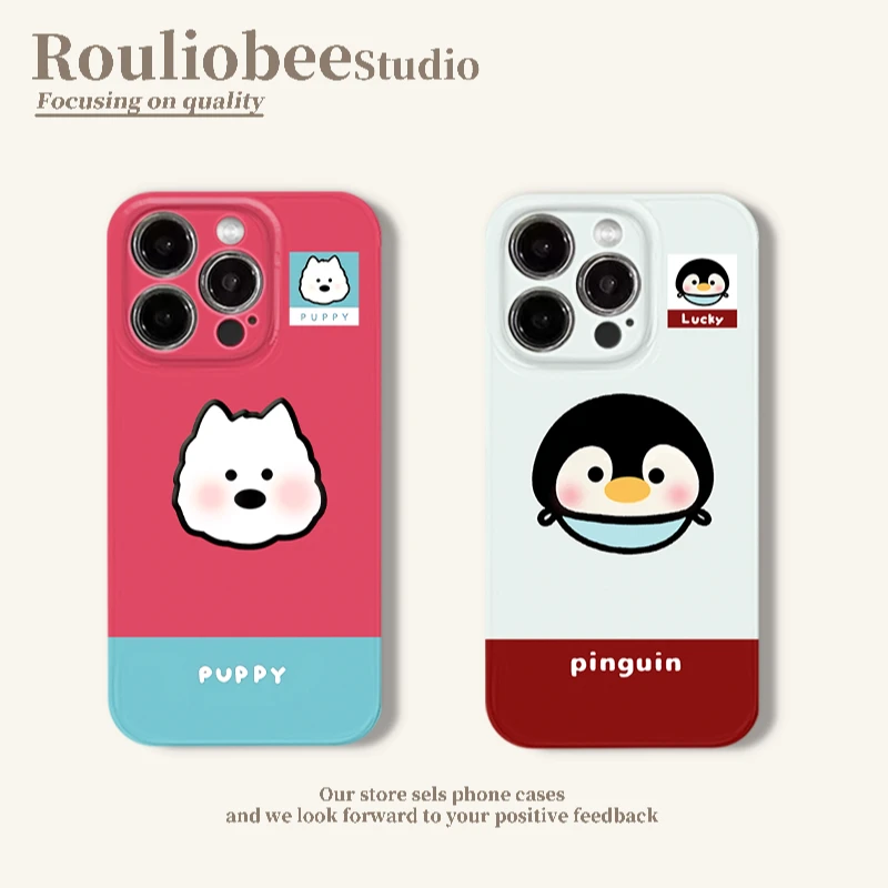 BANCA企鹅西高地小狗头像适用苹果16菲林手机壳华为oppo小米vivo