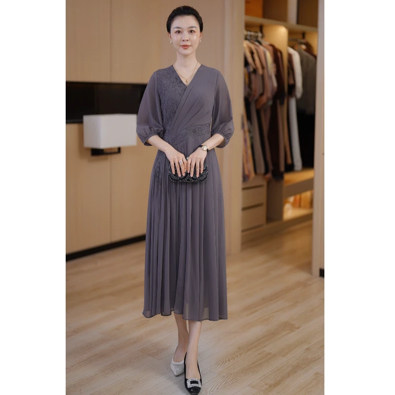 [锦灰澜影]夏季新款气质显瘦时尚连衣裙高贵优雅