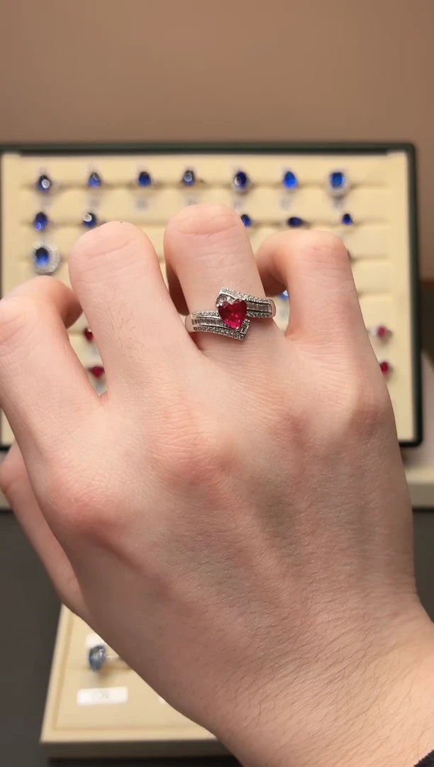 银S925镶嵌戒指红宝石0000